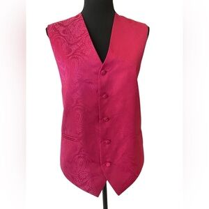 Toronto Paisley Women's Waistcoat Vest Five Button Closure Hit Pink Size Small